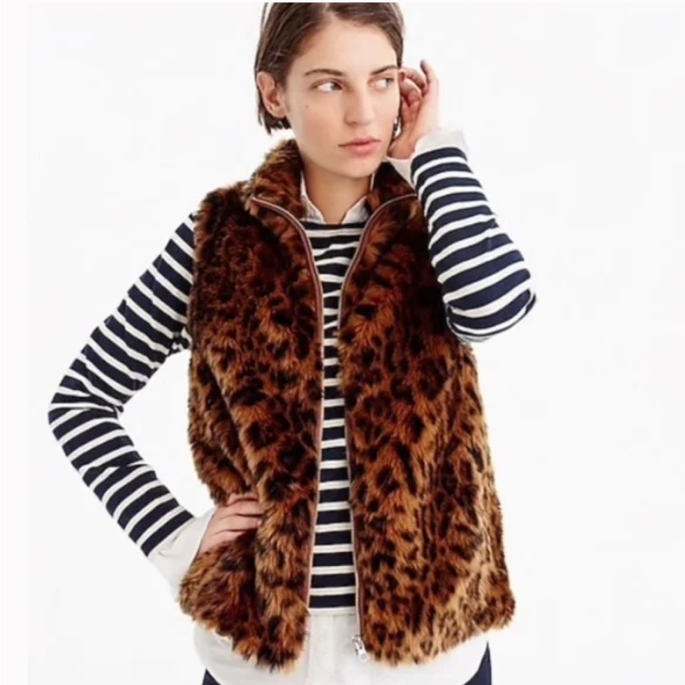 JCREW leopard fur vest size small- worn twice